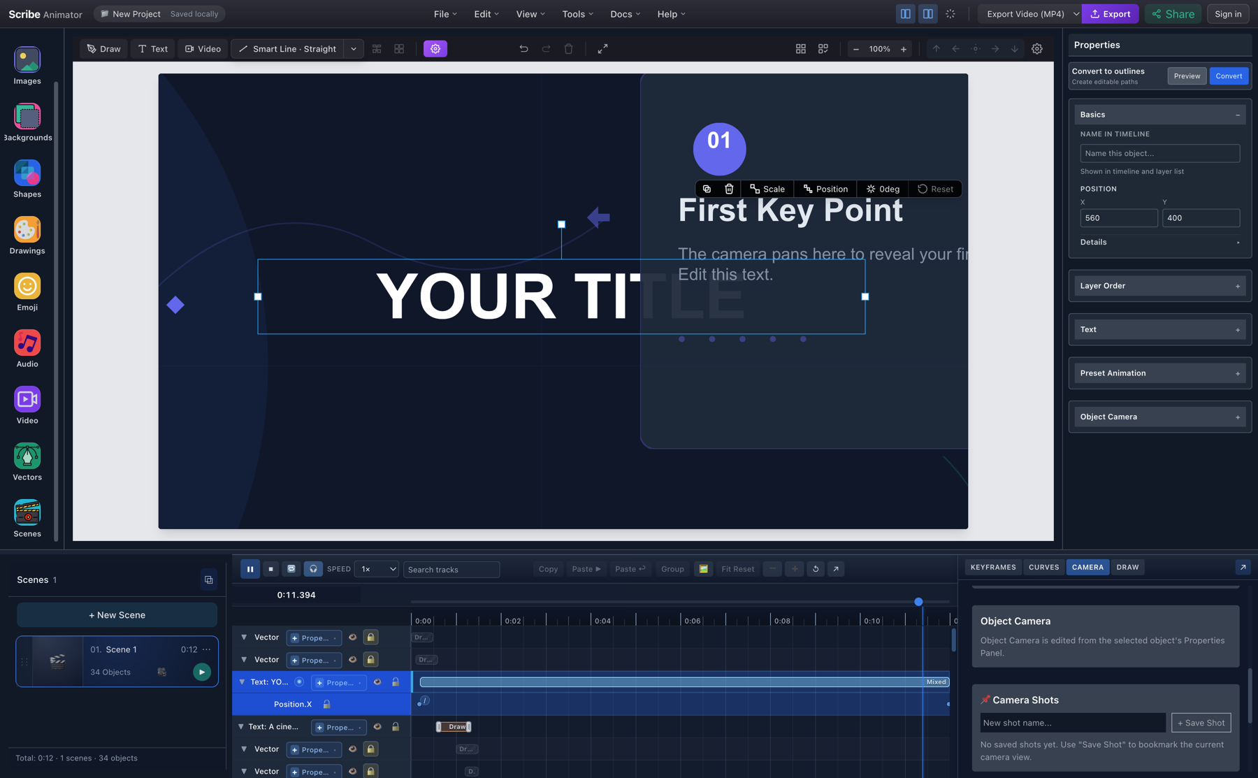 Follow Object runtime near the title's final keyed position
